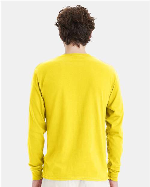 Hanes 5286 Athletic Yellow — on model back
