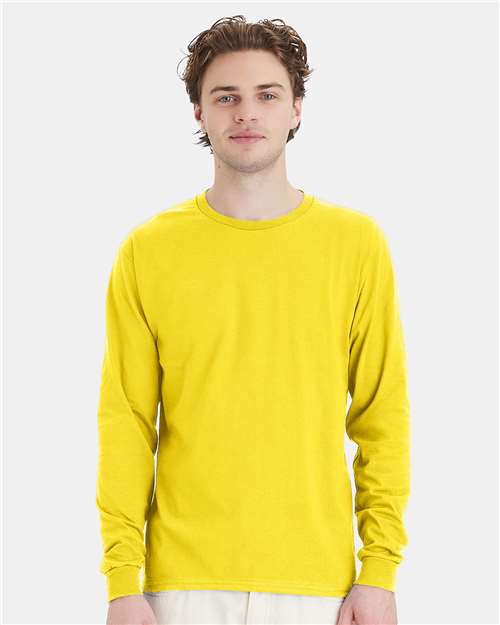 Hanes 5286 Athletic Yellow — on model front