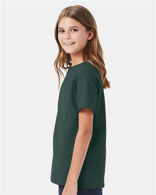 Hanes 5480 Athletic Dark Green — on model side