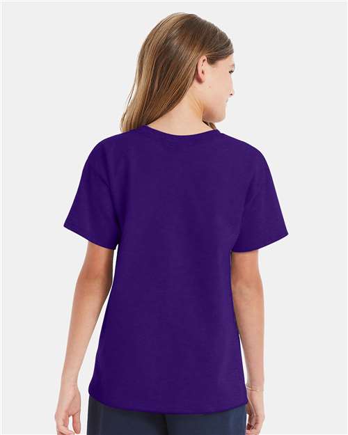 Hanes 5480 Athletic Purple — on model back