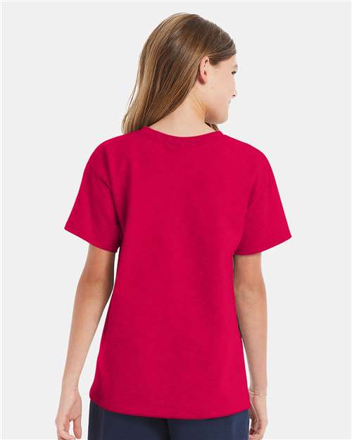 Hanes 5480 Athletic Crimson — on model back