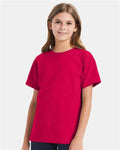 Hanes 5480 Athletic Crimson — on model front
