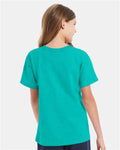 Hanes 5480 Athletic Teal — on model back