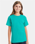 Hanes 5480 Athletic Teal — on model front