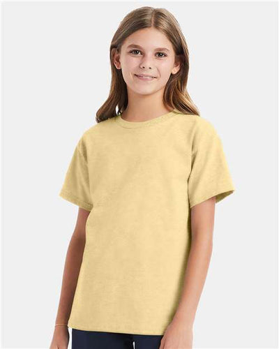 Hanes 5480 Athletic Gold — on model front