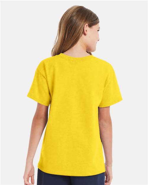 Hanes 5480 Athletic Yellow — on model back