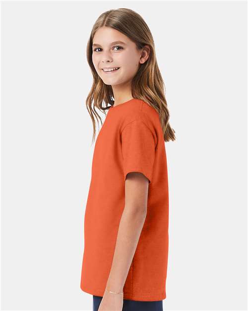 Hanes 5480 Texas Orange — on model side