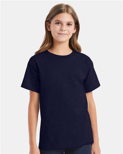 Hanes 5480 Athletic Navy — on model front