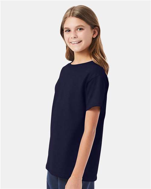 Hanes 5480 Athletic Navy — on model side
