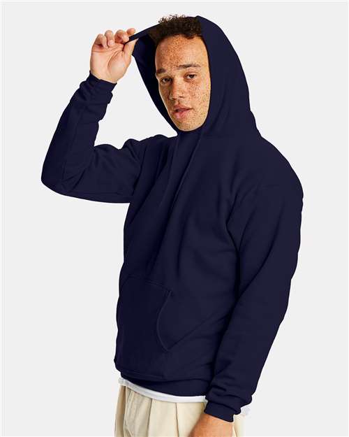Hanes P170 Athletic Navy — on model side