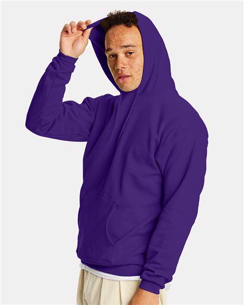 Hanes P170 Athletic Purple — on model side