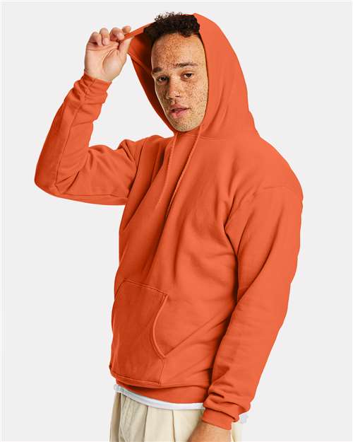 Hanes P170 Texas Orange — on model side