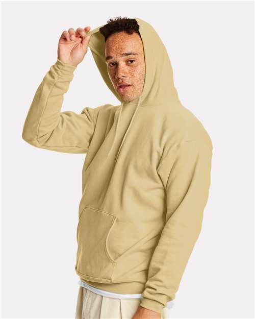 Hanes P170 Athletic Gold — on model side