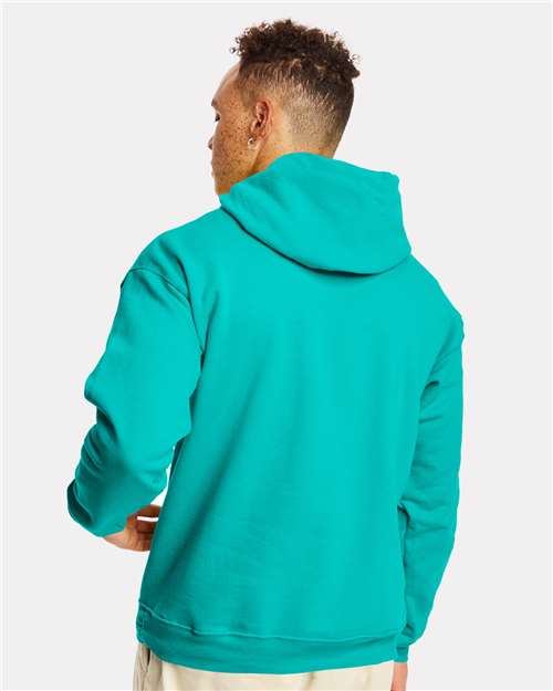 Hanes P170 Athletic Teal — on model back