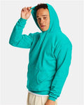 Hanes P170 Athletic Teal — on model side