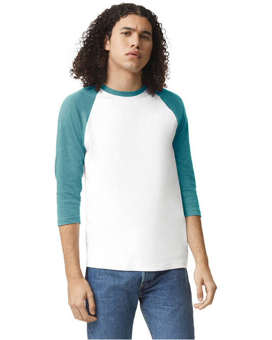 Unisex CVC Raglan T-Shirt - White/Heather Arctic