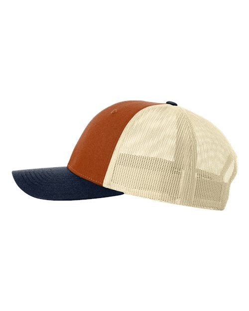 Richardson 115 Dark Orange/ Birch/ Patriot Blue — direct side