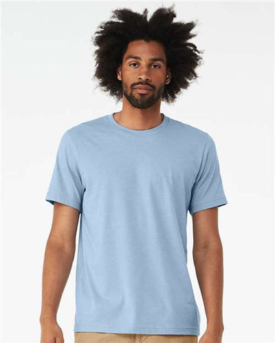 BELLA + CANVAS 3001CVC Heather Baby Blue — on model front