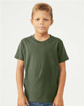 BELLA + CANVAS 3001Y Military Green — on model front