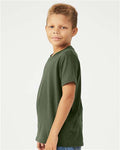 BELLA + CANVAS 3001Y Military Green — on model side