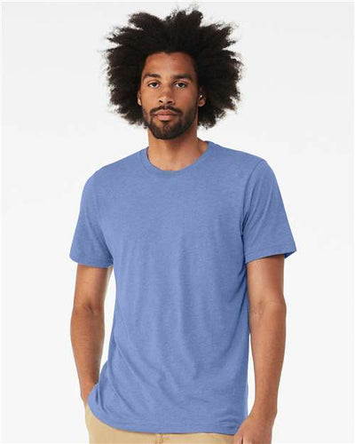 BELLA + CANVAS 3413 Solid Blue Triblend — on model front