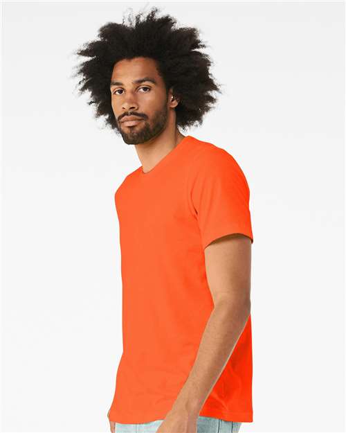 BELLA + CANVAS 3413 Solid Orange Triblend — on model side