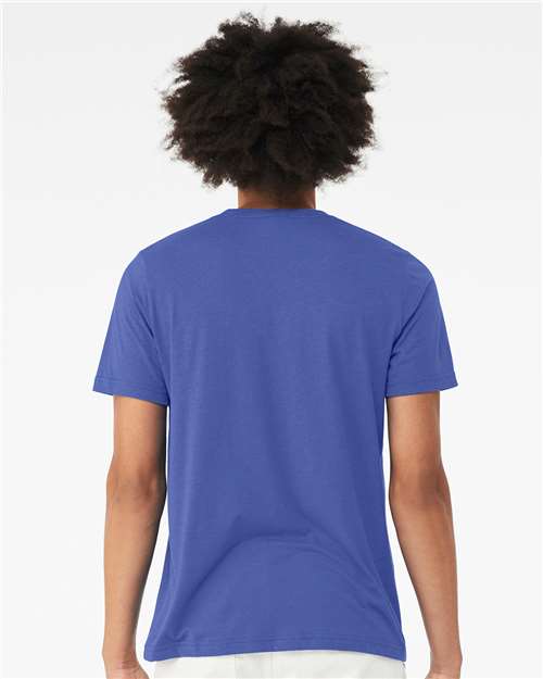 BELLA + CANVAS 3413 Solid True Royal Triblend — on model back