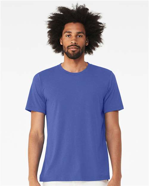 BELLA + CANVAS 3413 Solid True Royal Triblend — on model front