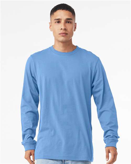 BELLA + CANVAS 3501CVC Heather Carolina Blue — on model front