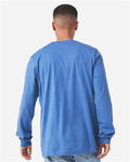 BELLA + CANVAS 3501CVC Heather Columbia Blue — on model back