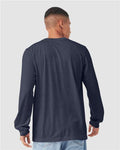 BELLA + CANVAS 3501CVC Heather Midnight Navy — on model back
