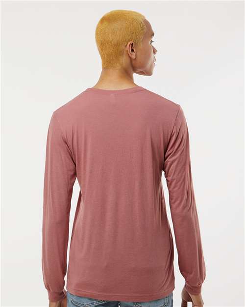 BELLA + CANVAS 3513 Mauve Triblend — on model back