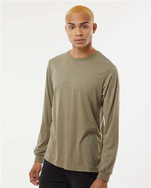BELLA + CANVAS 3513 Olive Triblend — on model side