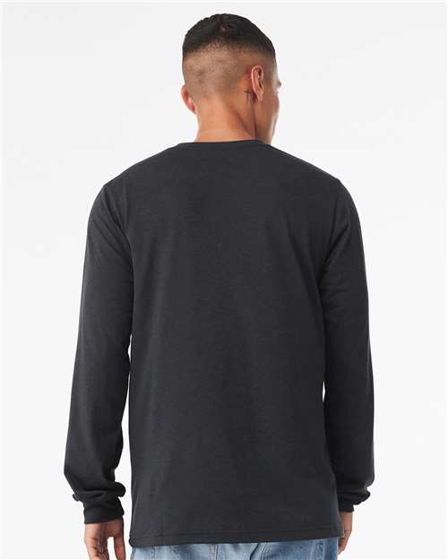 BELLA + CANVAS 3513 Solid Dark Grey Triblend — on model back