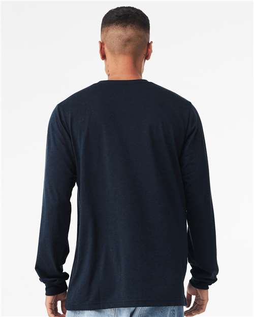 BELLA + CANVAS 3513 Solid Navy Triblend — on model back