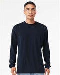 BELLA + CANVAS 3513 Solid Navy Triblend — on model front