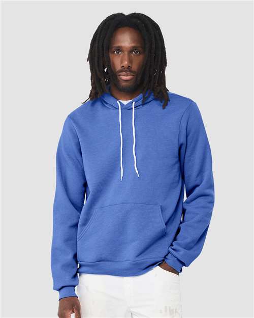 BELLA + CANVAS 3719 Heather Columbia Blue — on model front