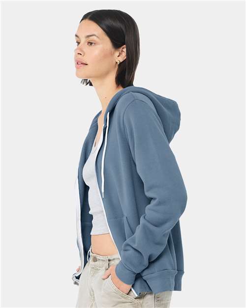 BELLA + CANVAS 3739 Steel Blue — on model side