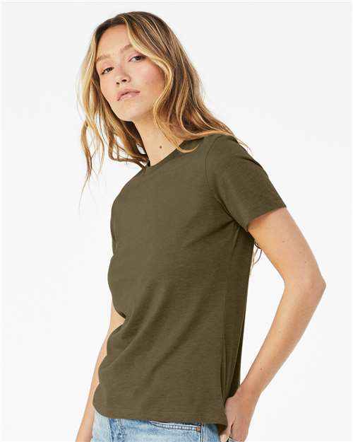 BELLA + CANVAS 6400CVC Heather Olive — on model side