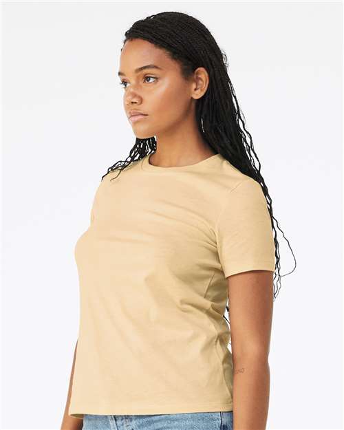 BELLA + CANVAS 6400CVC Heather Soft Cream — on model side
