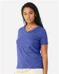 BELLA + CANVAS 6405CVC Heather True Royal — on model side