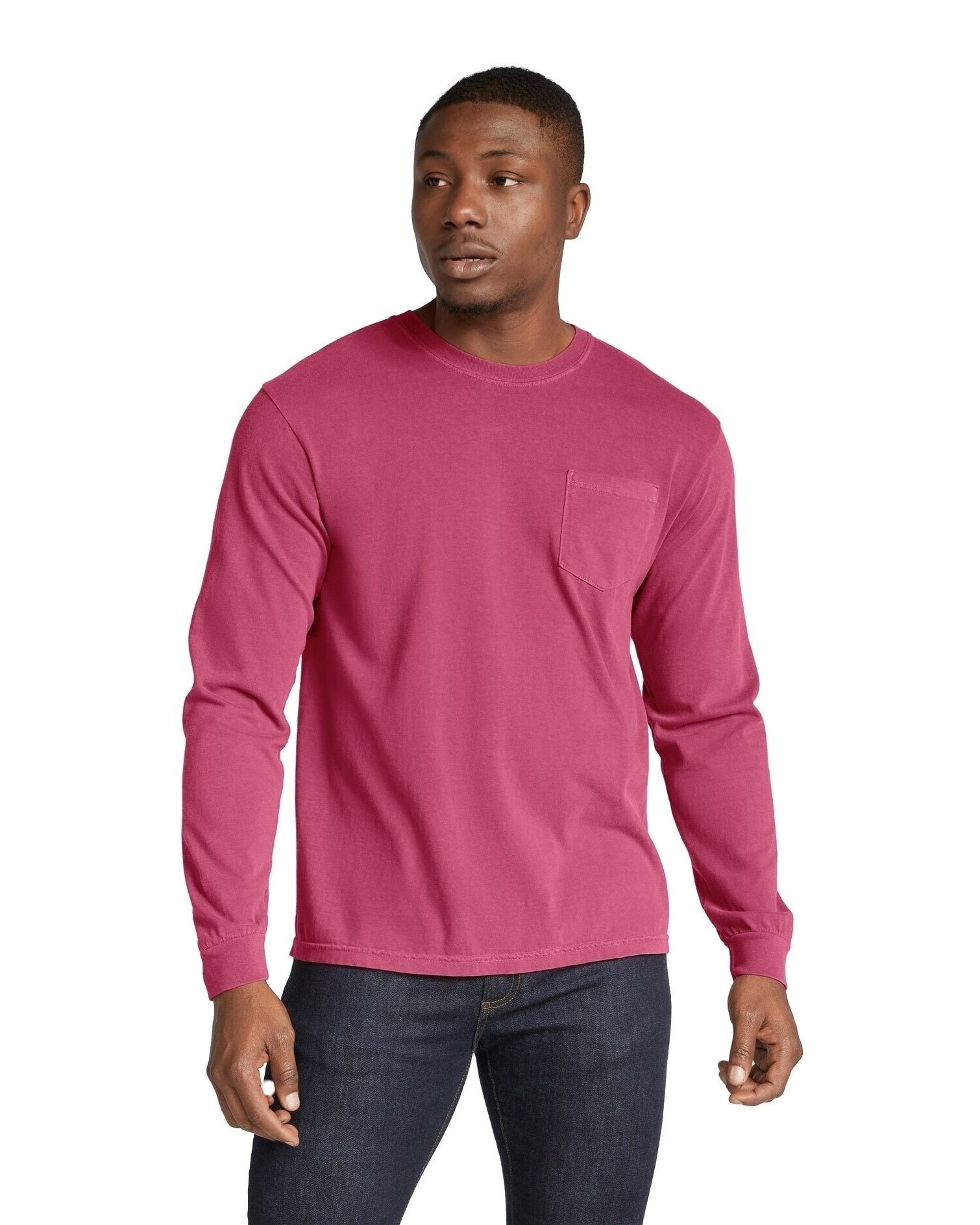 Unisex Heavyweight RS Long-Sleeve Pocket T-Shirt - Brick