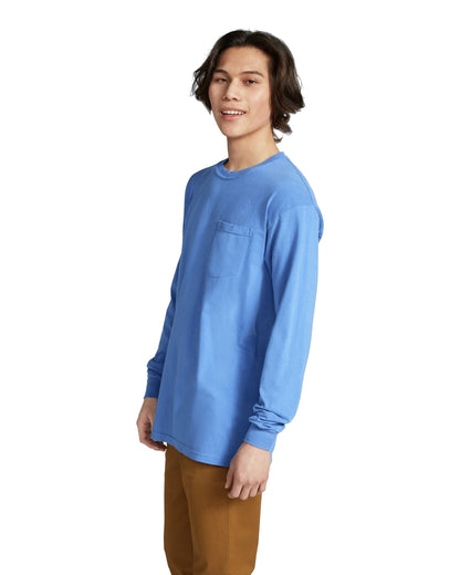 Unisex Heavyweight RS Long-Sleeve Pocket T-Shirt - Flo Blue