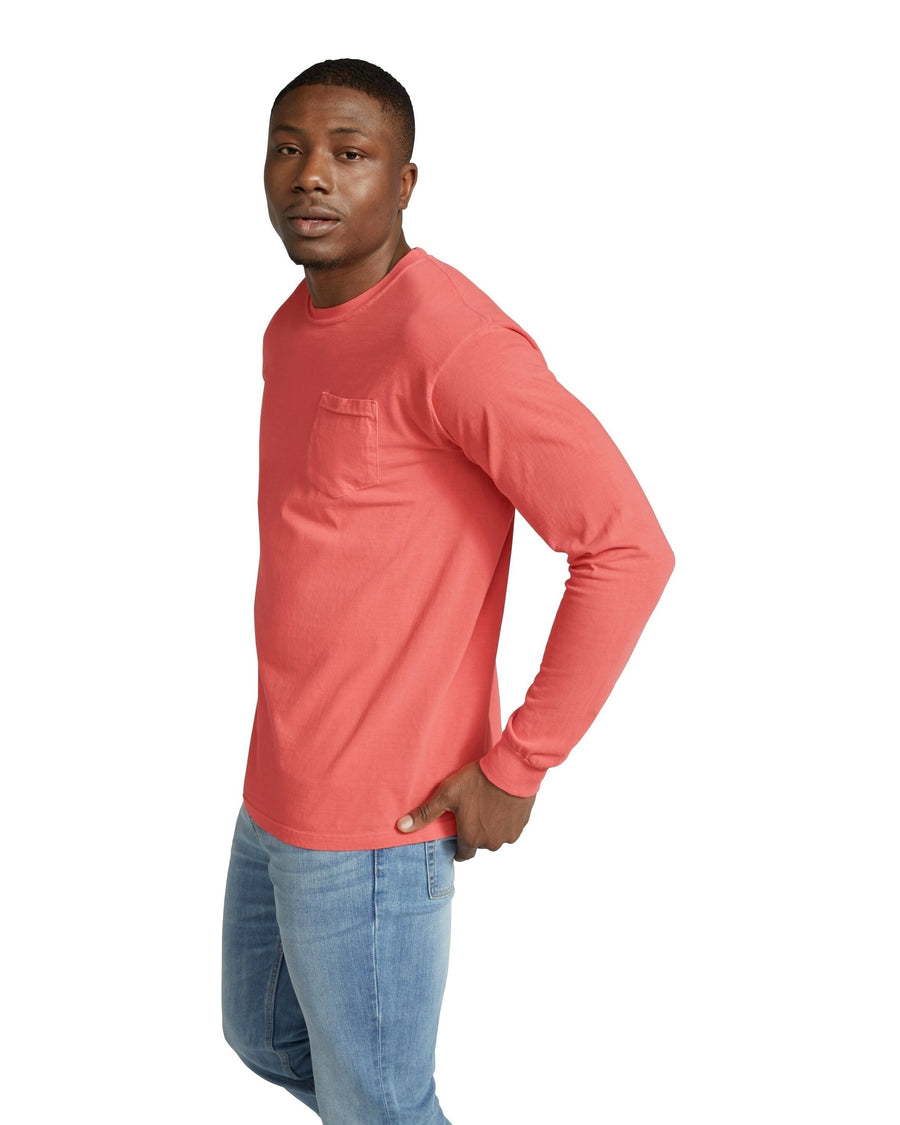 Unisex Heavyweight RS Long-Sleeve Pocket T-Shirt - Bright Salmon
