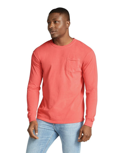 Unisex Heavyweight RS Long-Sleeve Pocket T-Shirt - Bright Salmon