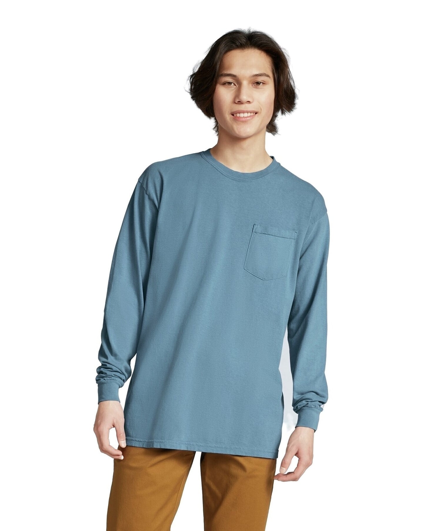 Unisex Heavyweight RS Long-Sleeve Pocket T-Shirt - Ice Blue
