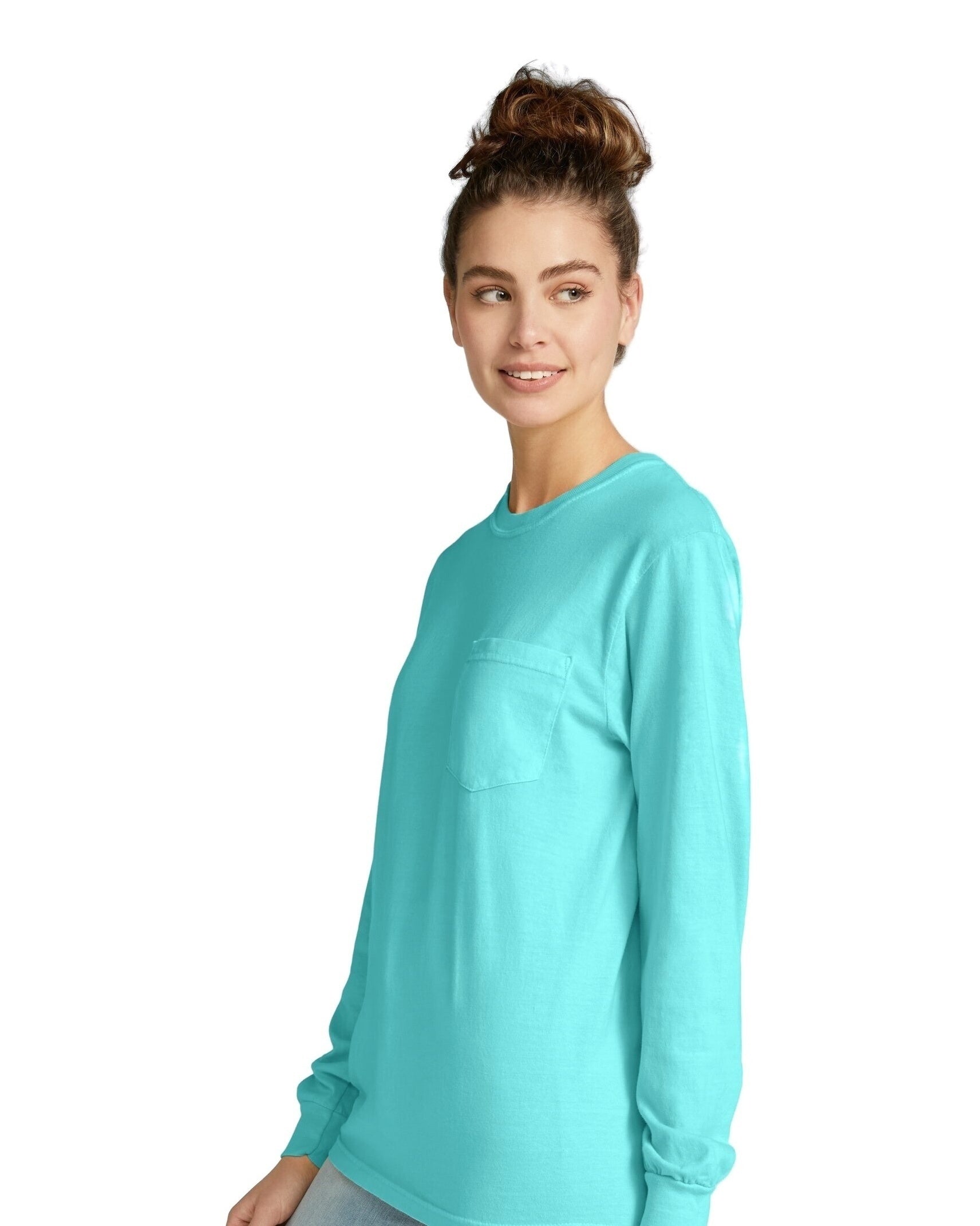 Unisex Heavyweight RS Long-Sleeve Pocket T-Shirt - Lagoon Blue