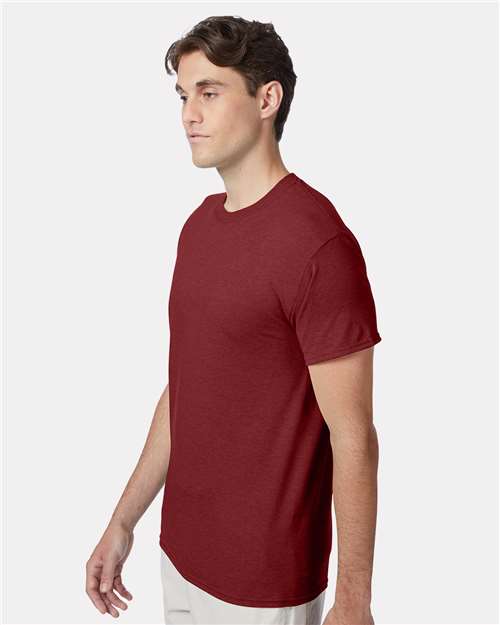 Hanes 42TB Athletic Cardinal Heather — on model side