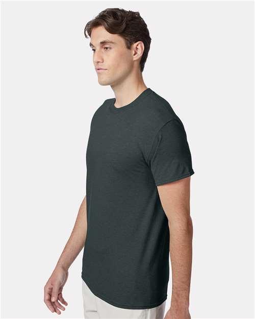 Hanes 42TB Athletic Green Heather — on model side