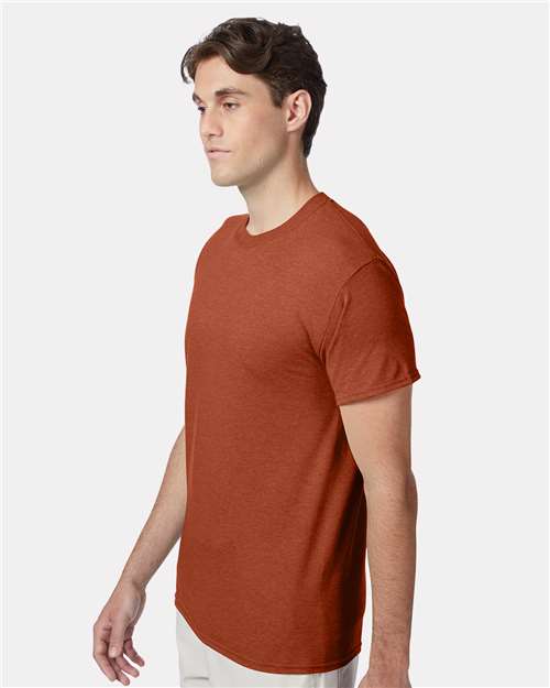 Hanes 42TB Texas Orange Heather — on model side